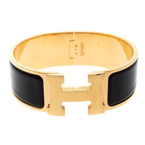 hermes clic h bracelet black and gold